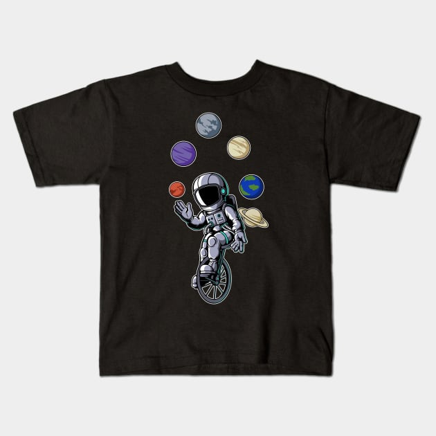 Astronaut Circus Cyclist Kids T-Shirt by ArtisticParadigms